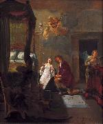 Nicolaes Knupfer Tobias and Sarah praying on their wedding night. oil painting